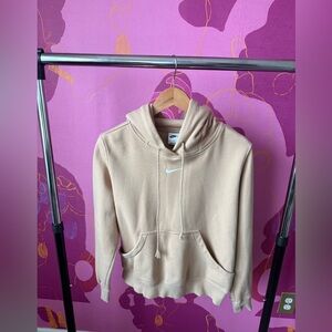 Nike Women's Beige Pullover Hoodie with White Swoosh